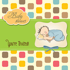 Image showing baby boy shower card with little baby