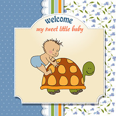 Image showing funny baby boy announcement card