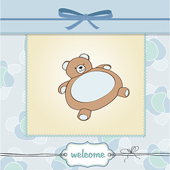 Image showing baby shower card with teddy bear toy