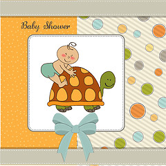 Image showing funny baby boy announcement card