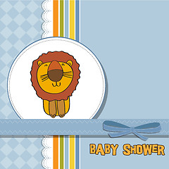 Image showing childish baby shower card with cartoon lion