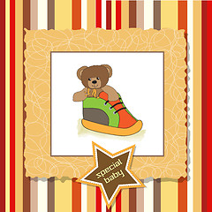 Image showing shower card with teddy bear hidden in a shoe