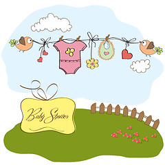 Image showing baby girl shower card