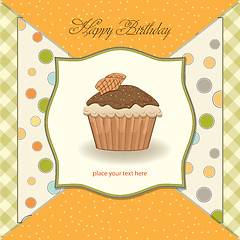 Image showing cute happy birthday card with cupcake