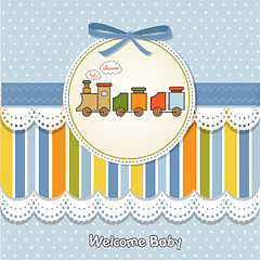 Image showing baby  shower card with toy train