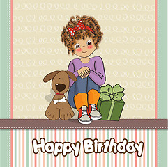 Image showing birthday greeting card with pretty little girl