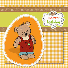 Image showing birthday greeting card with teddy bear