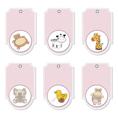 Image showing cartoon animals labels set