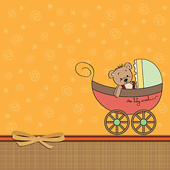 Image showing funny teddy bear in stroller