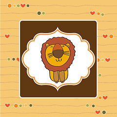 Image showing childish baby shower card with cartoon lion