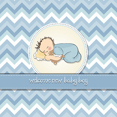 Image showing baby boy shower card with little baby