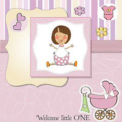 Image showing new baby girl announcement card with little girl