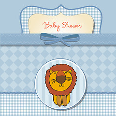 Image showing childish baby shower card with cartoon lion