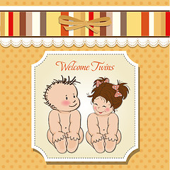 Image showing baby twins shower card