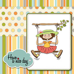 Image showing funny girl in a swing