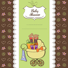 Image showing baby shower card with gift boxes