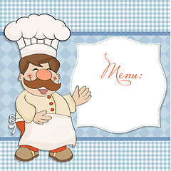 Image showing Background with Smiling Chef and Menu