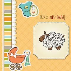 Image showing cute baby shower card with sheep