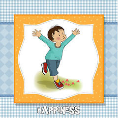 Image showing happy little boy who runs