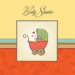 Image showing delicate baby shower card with pram