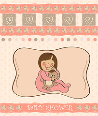 Image showing little baby girl play with her teddy bear toy