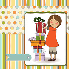 Image showing young girl with gift