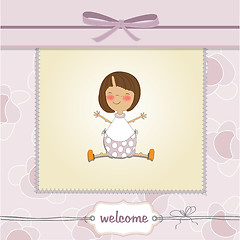 Image showing new baby girl announcement card with little girl