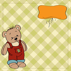 Image showing customizable childish card with funny teddy bear