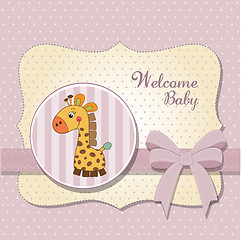 Image showing   new baby announcement card with giraffe