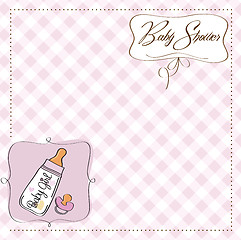 Image showing new baby girl announcement card with milk bottle and pacifier