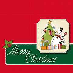 Image showing Christmas greeting card with snowman