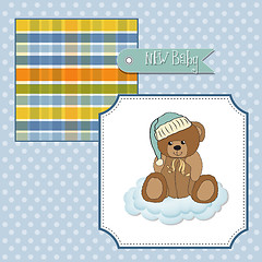 Image showing baby shower card with sleepy teddy bear