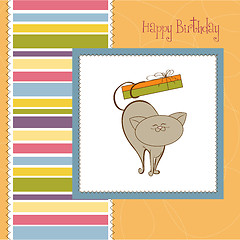 Image showing happy birthday card with cute cat