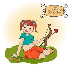 Image showing young pretty girl with cupid bow. valentine's day card