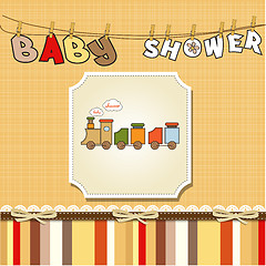 Image showing baby  shower card with toy train