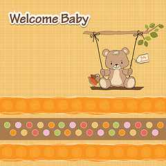 Image showing baby shower card with teddy bear