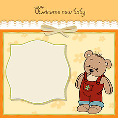 Image showing baby shower card with teddy