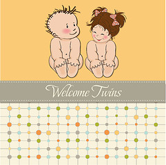 Image showing baby twins shower card