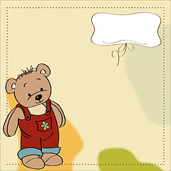 Image showing customizable childish card with funny teddy bear