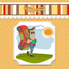 Image showing tourist man traveling with backpack