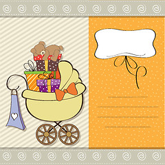 Image showing baby shower card with gift boxes