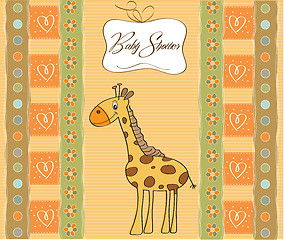 Image showing new baby announcement card with giraffe