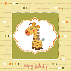 Image showing birthday card with giraffe toy