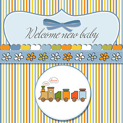 Image showing baby  shower card with toy train