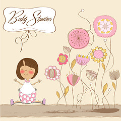 Image showing new baby girl announcement card with little girl