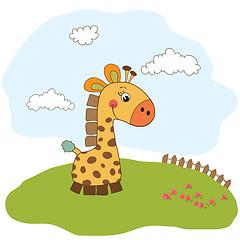 Image showing greeting card with giraffe toy