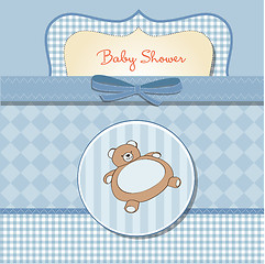 Image showing baby shower card with teddy bear toy