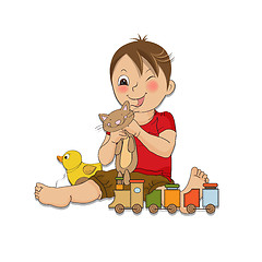 Image showing little boy are playing with his toys 