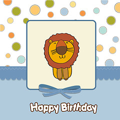 Image showing childish baby shower card with cartoon lion