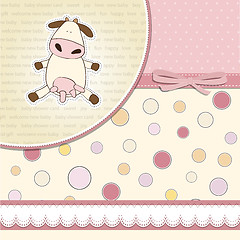 Image showing new baby girl announcement card with cow